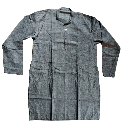 Mens Grey Textured Khadi Kurta 