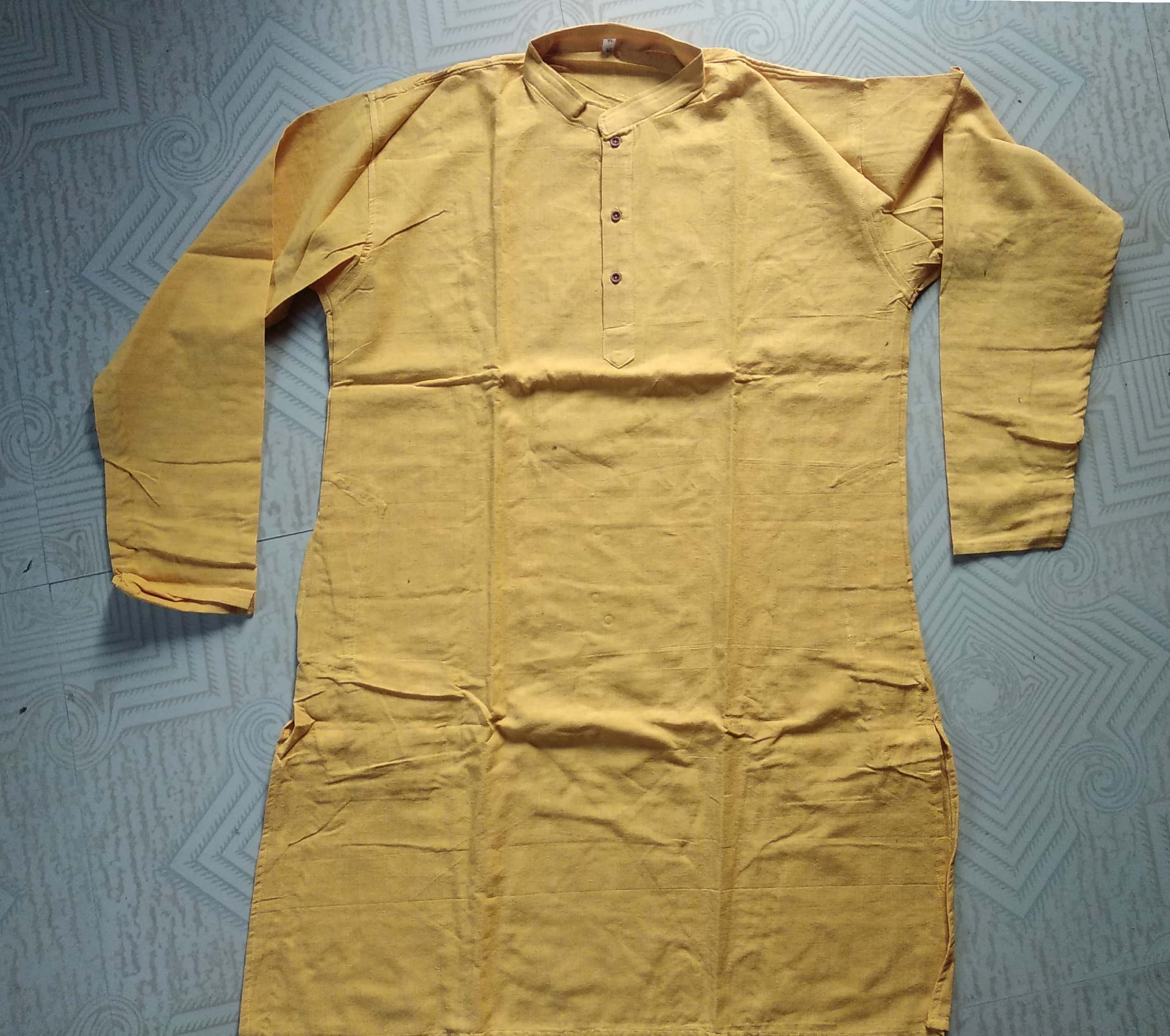  Mens Mustard Yellow Khadi Kurta 