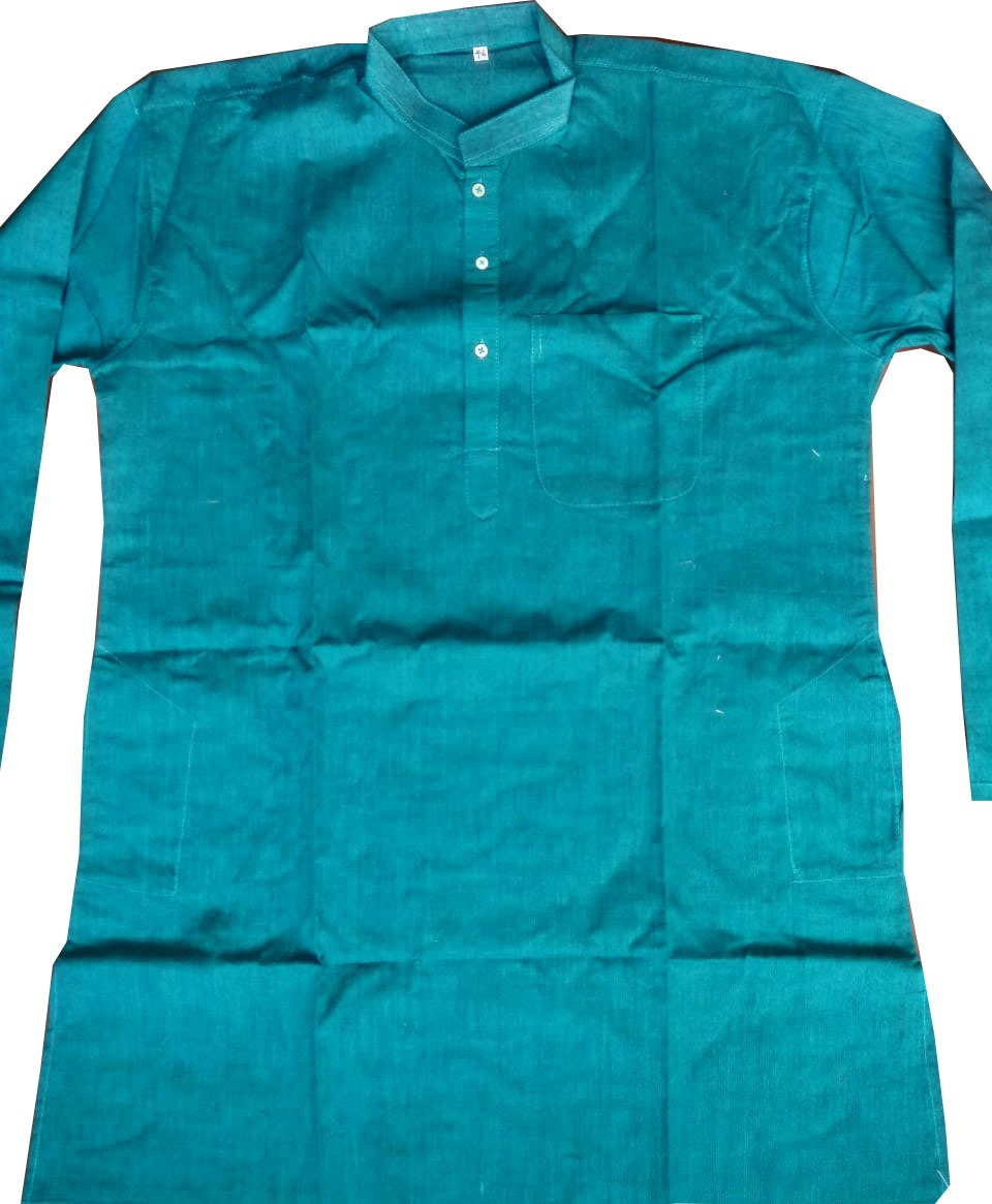 Mens Fine Cotton Kurta with Mandarin Collar Pocket 