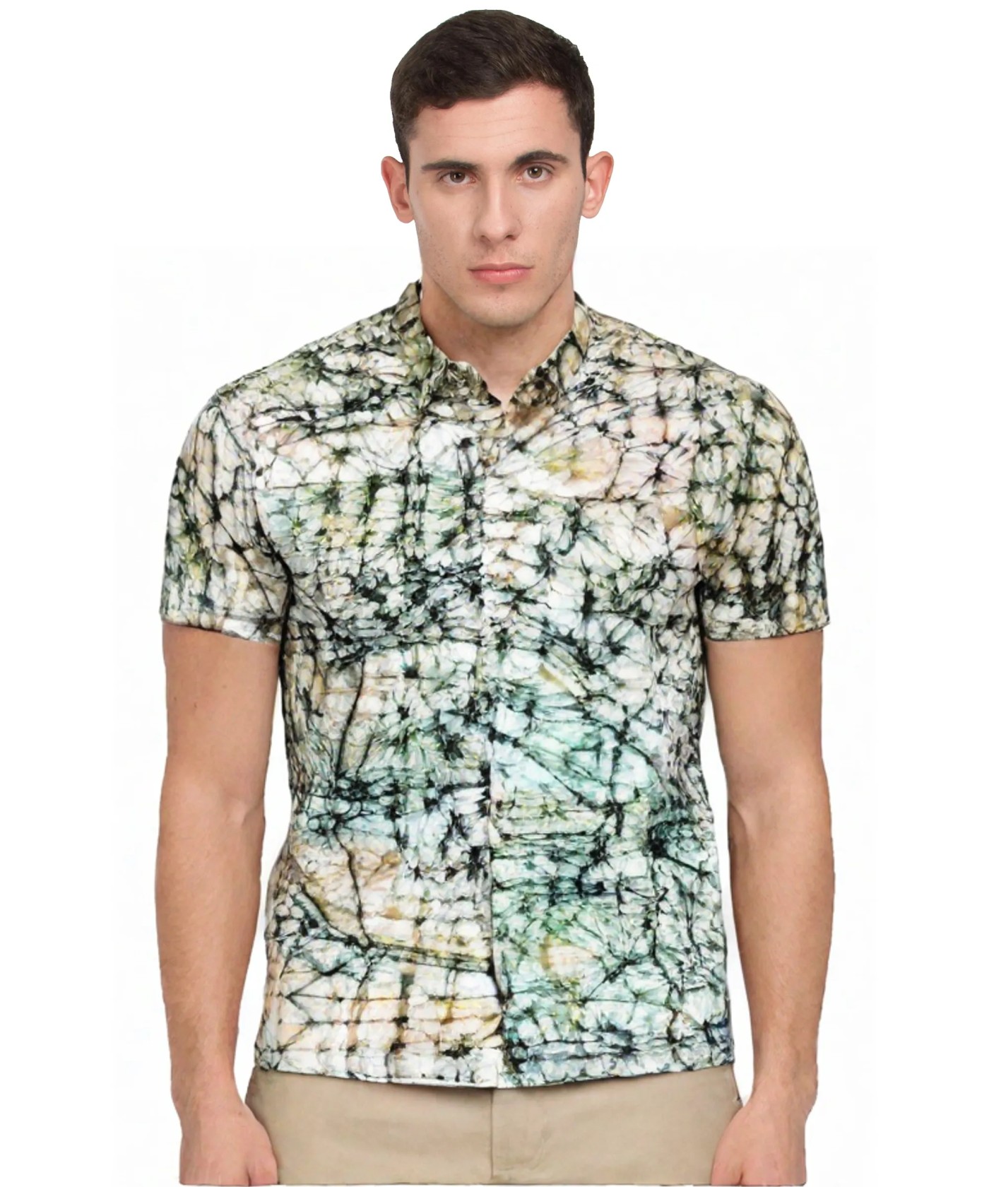 Earthy Toned Batik Short Sleeve Shirt