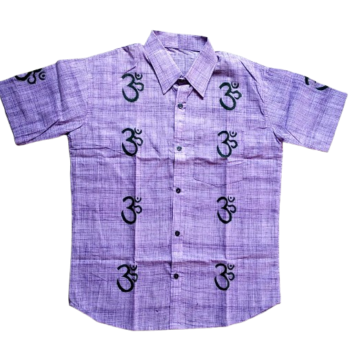 Spiritual Om Symbol Block Printed Cotton Shirt