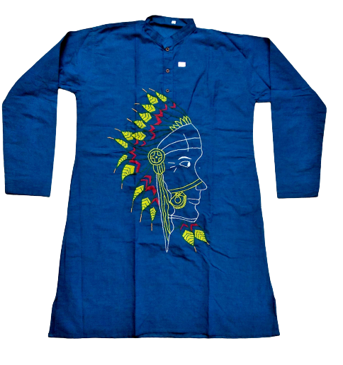 Blue Kantha Stitch Native American Kurta 