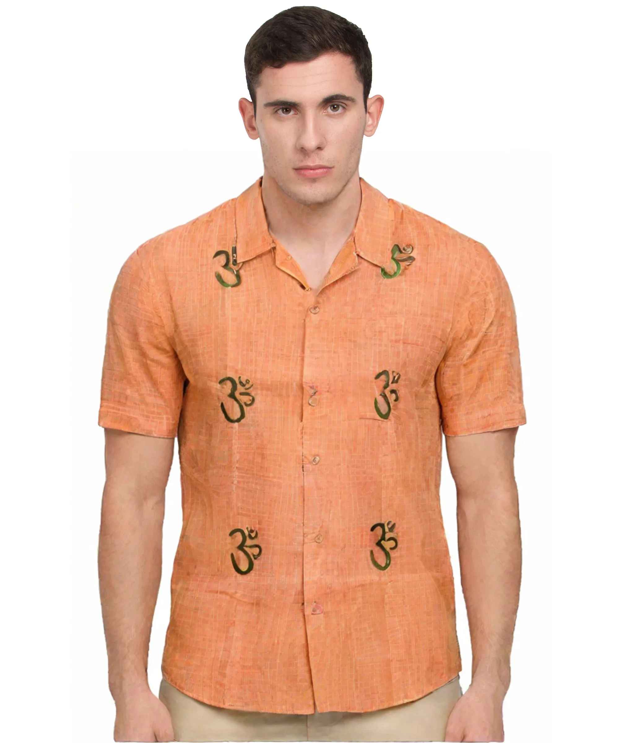 Orange Om Symbol Cotton Shirt