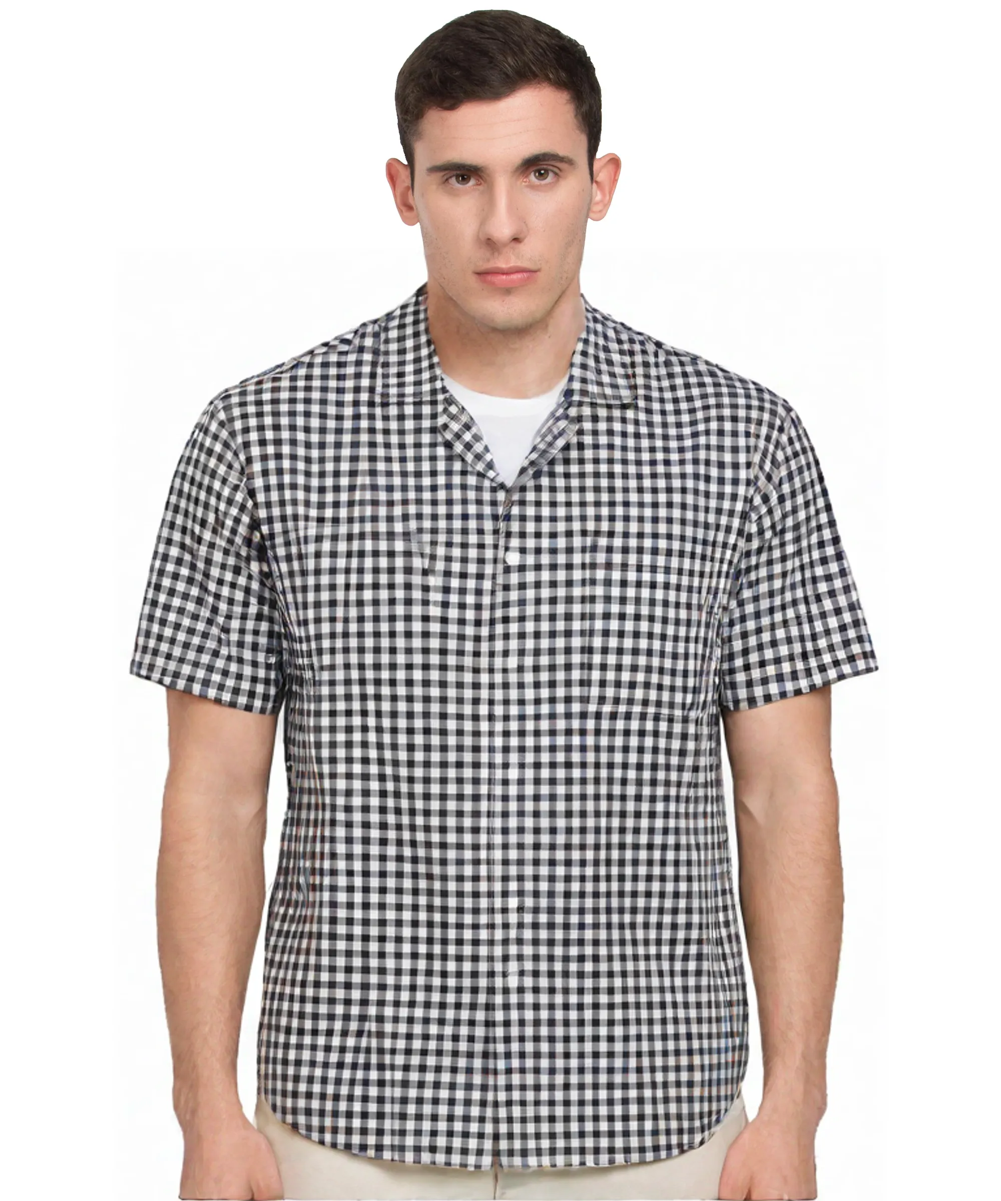 Black and White Checkered Short Sleeve Shirt